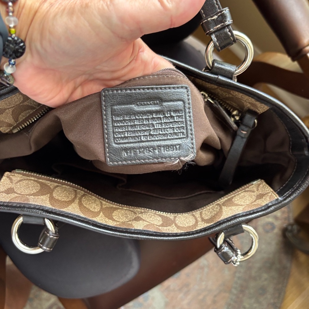 Coach Tan and Black Signature Tote - Picture 9 of 9